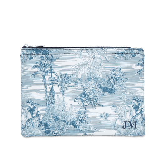 Lily and Bean Makeup Bag Blue Tropical Navy Initials Only