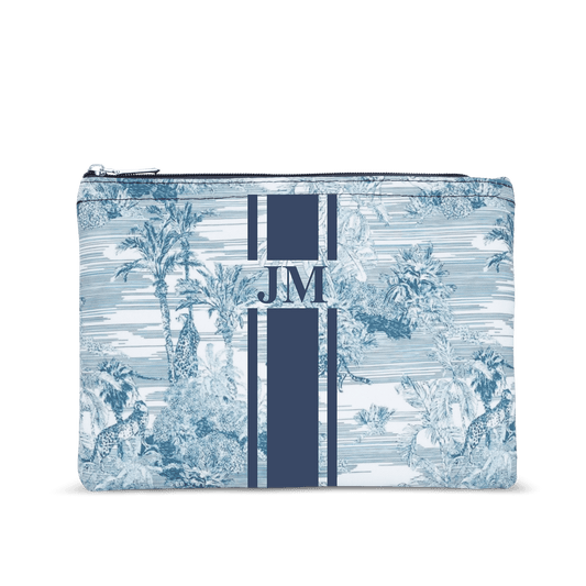 Lily and Bean Makeup Bag Blue Tropical Navy Stripes