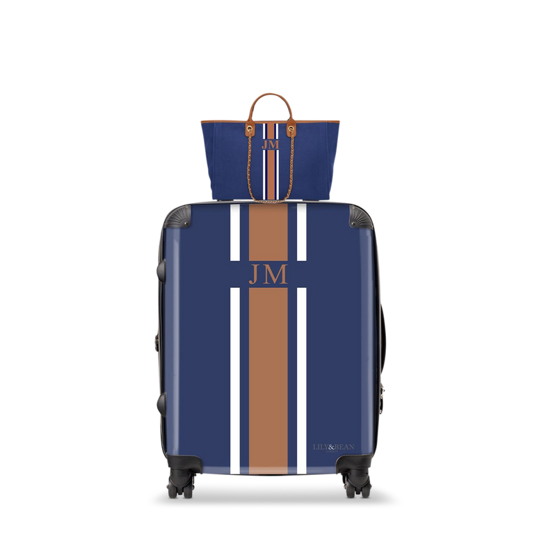 Lily & Bean Set of 2 Midnight Navy- Cabin Suitcase and Jumbo Tote