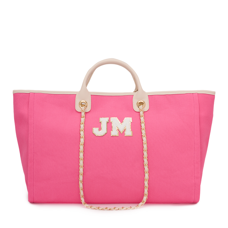 Lily & Bean Hot Pink Tote Jumbo with Chenille Letters