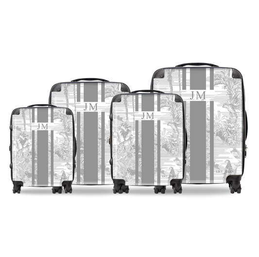 Lily & Bean personalised Tropical Luggage French Grey