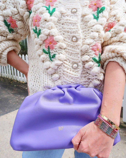 The Jeanie Leather Clutch in Lilac