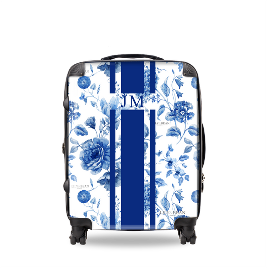 Lily & Bean Personalised Blue Meadow Luggage Horizontal